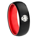 8mm Offspring Dome Black And Red Tungsten Men's Wedding Band