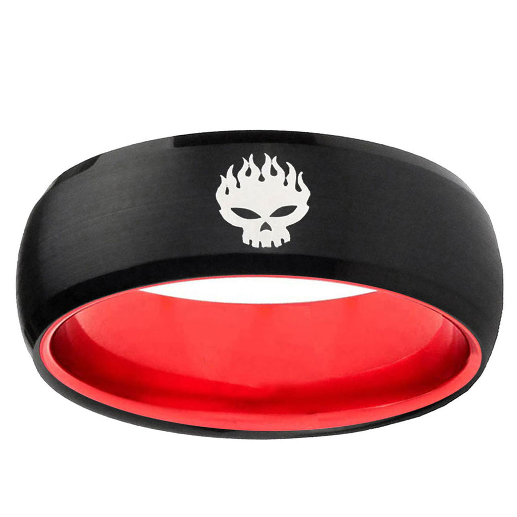 Offspring Dome Black And Red Tungsten Men's Wedding Band