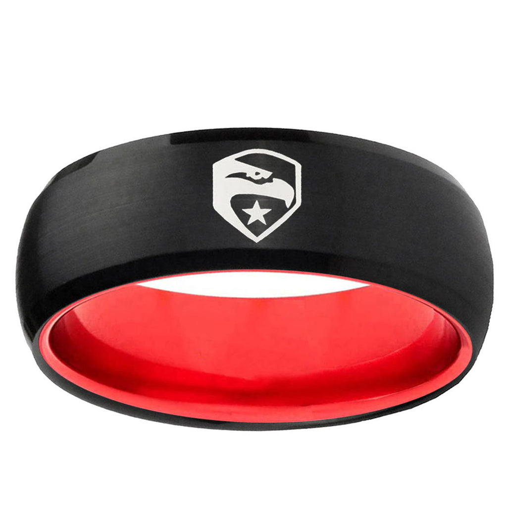 GI Joe Eagle Dome Black And Red Tungsten Ring for Men