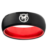 Honey Bee Dome Black And Red Tungsten Carbide Wedding Band Ring