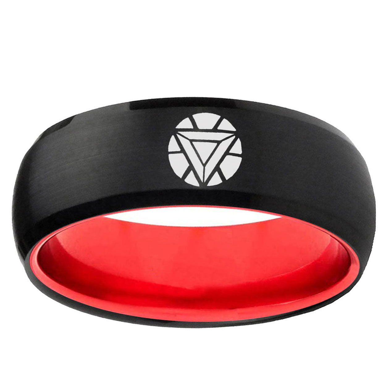 Iron Man Art Reactor Dome Black Red Comfort Wedding Band