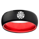 8mm Iron Man Art Reactor Dome Black Red Comfort Wedding Band