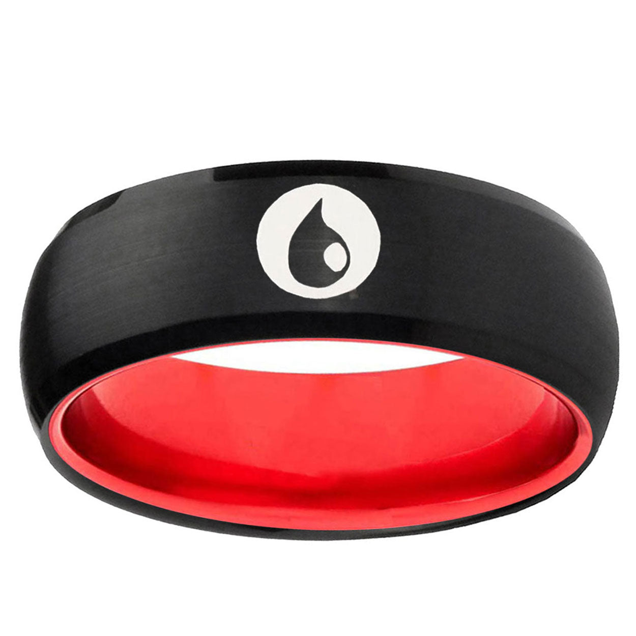 Magic Gathering Dome Black And Red Tungsten Men's Band Ring
