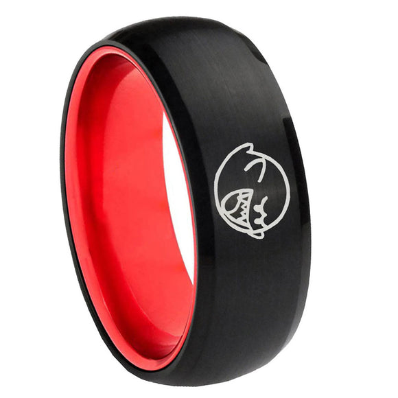 8mm Mario Boo Ghost Dome Black Red Men's Rings Fashion
