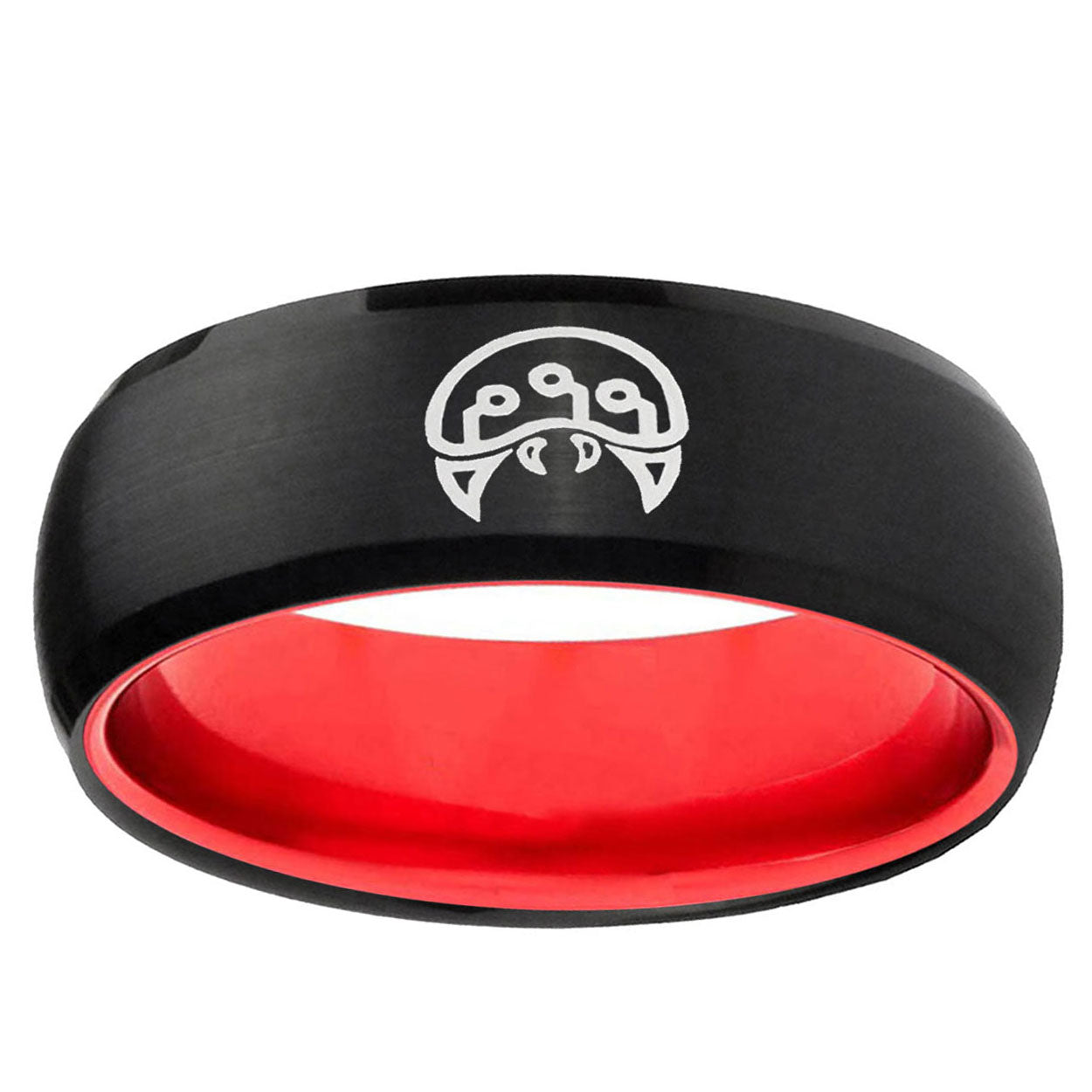 Metroid Dome Black And Red Tungsten Men's Engagement Ring