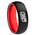 8mm Mountain Dew Dome Black And Red Tungsten Men's Promise Ring