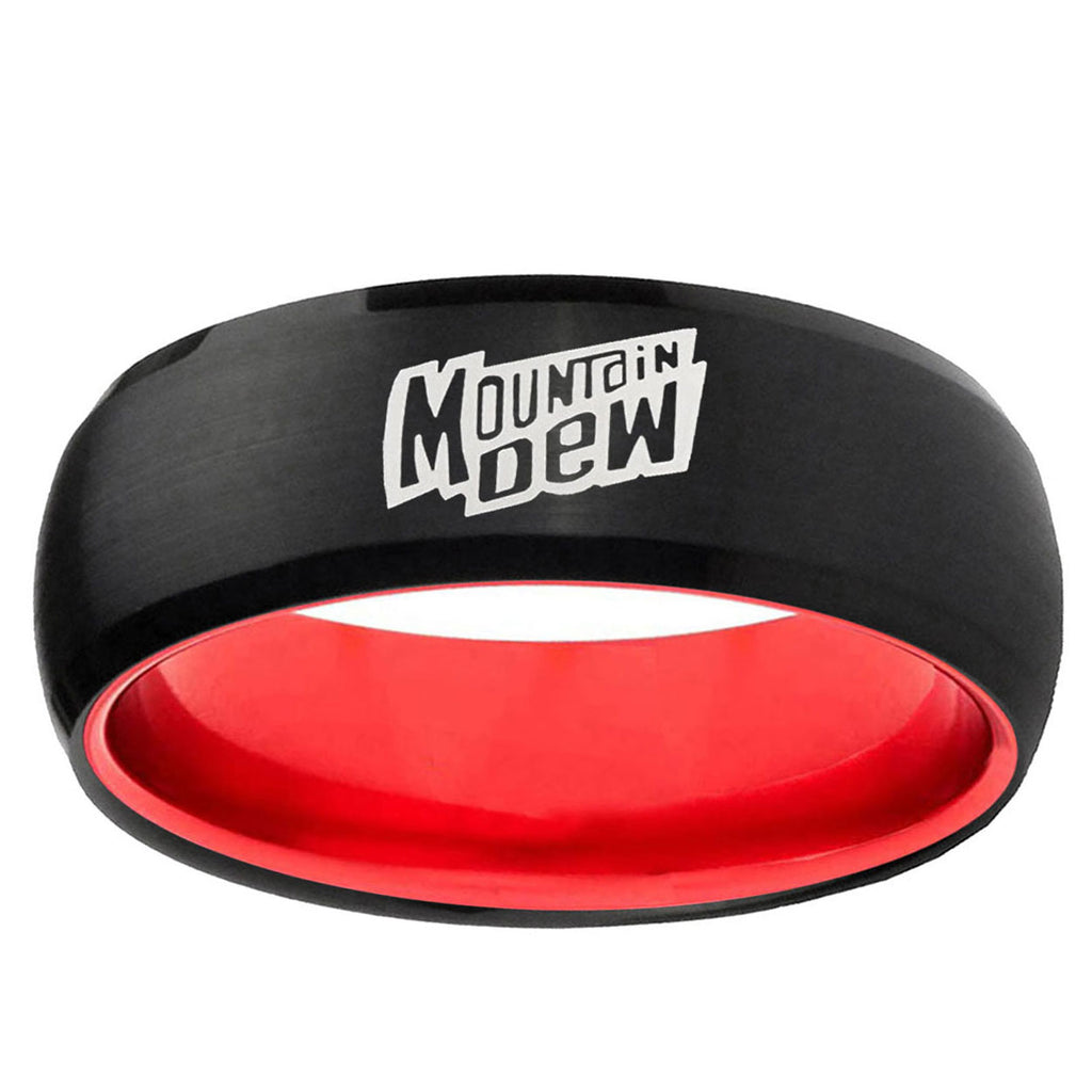 Mountain Dew Dome Black And Red Tungsten Men's Promise Ring