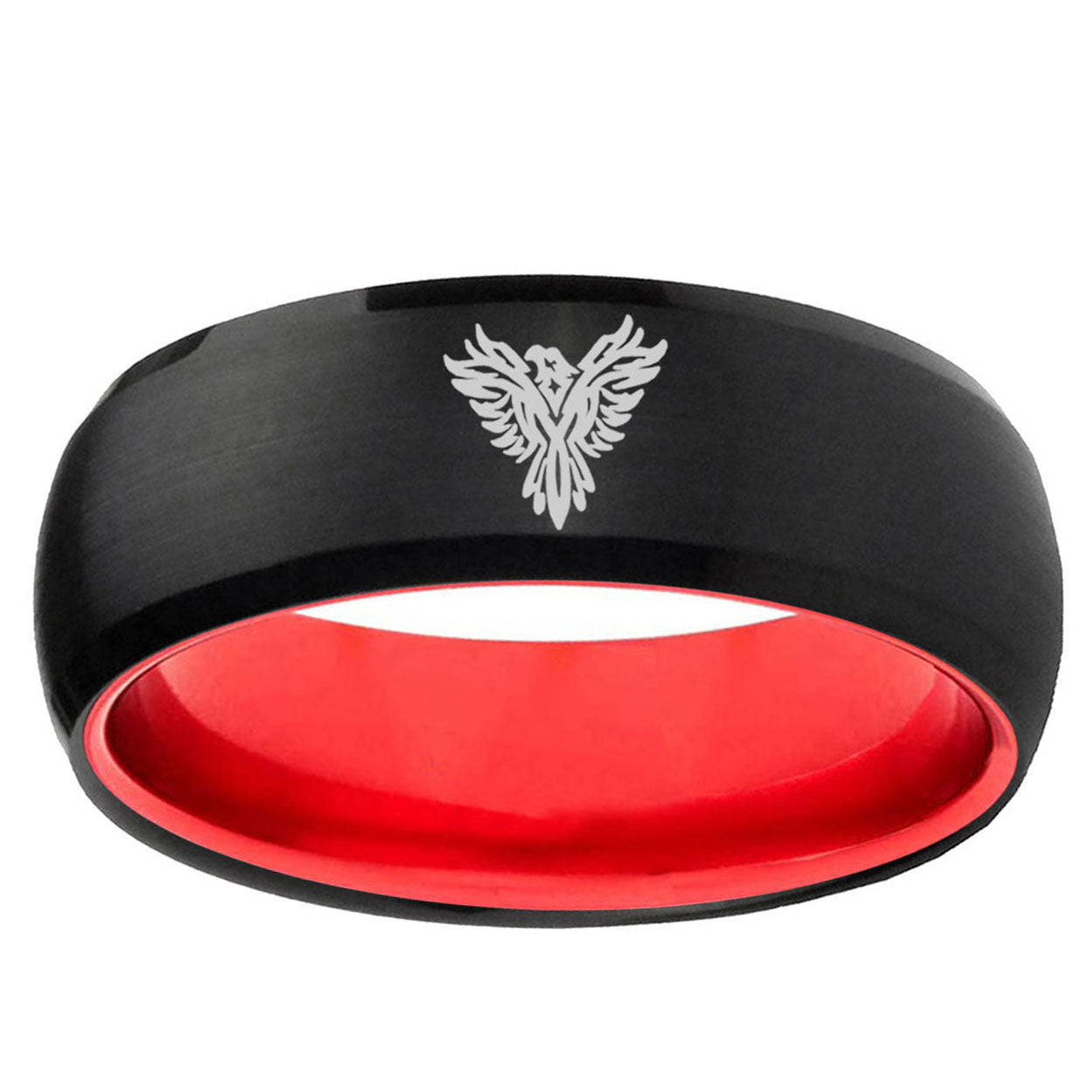 Phoenix Dome Black And Red Tungsten Carbide Men's Ring