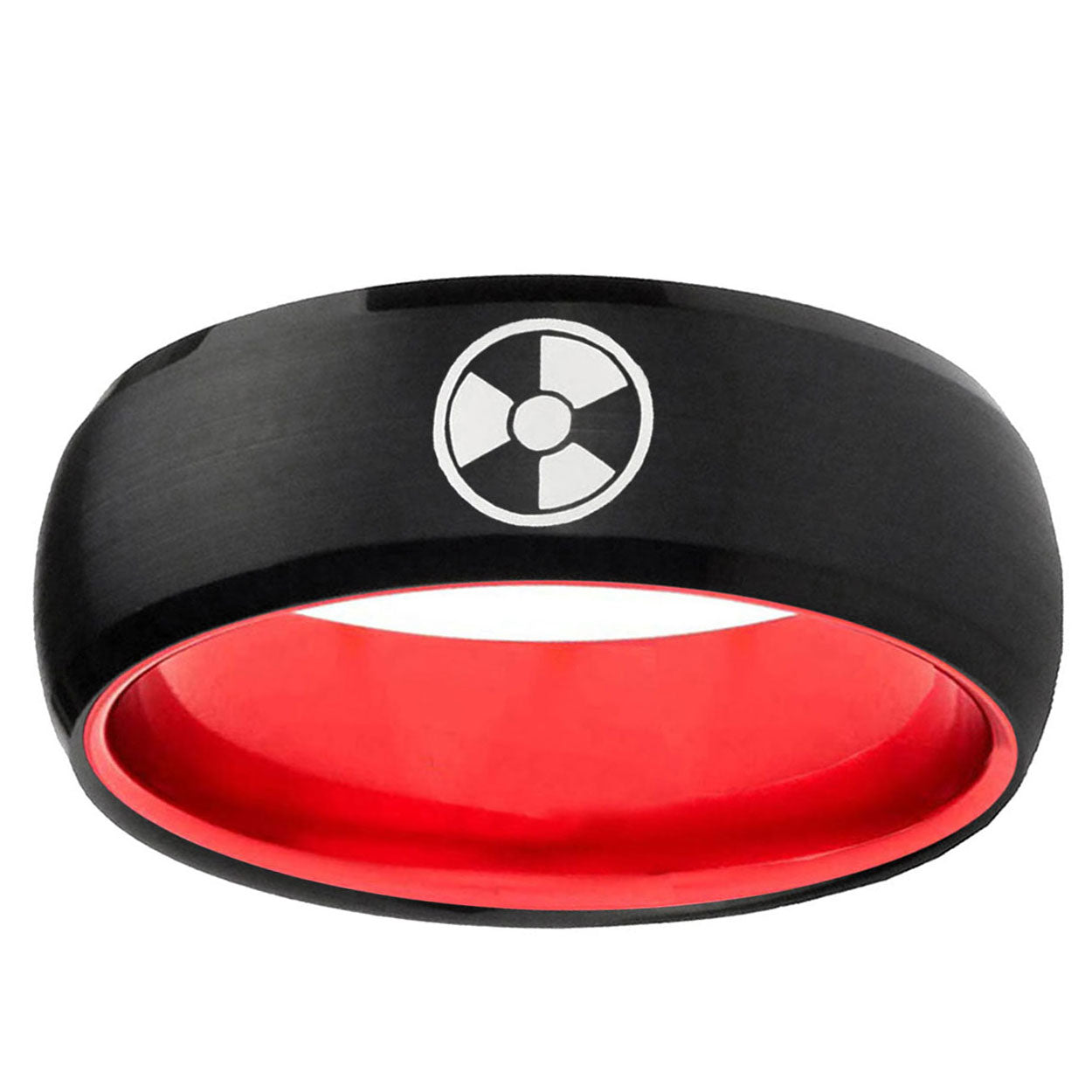 Radiation Dome Black And Red Tungsten Ring Personalized