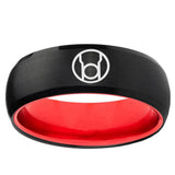 8mm Red Lantern Dome Black Red Tungsten Wedding Rings For Men