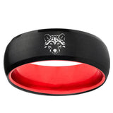 Wolf Dome Black And Red Tungsten Carbide Bands Ring