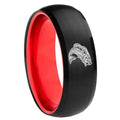 8mm Fishing Dome Black And Red Tungsten Carbide Promised Ring