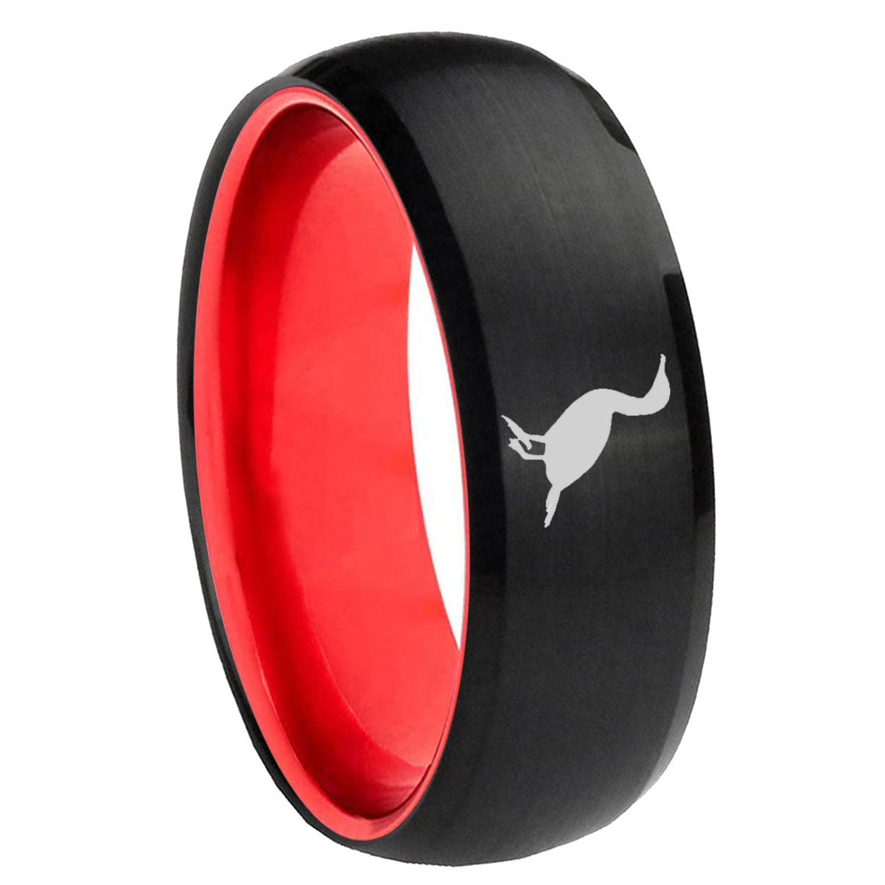8mm Cormorant Dome Black And Red Tungsten Wedding Band Ring