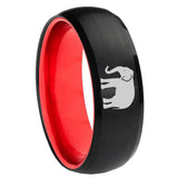 8mm Elephant Dome Black And Red Tungsten Band Ring