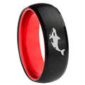 8mm Keller Whale Dome Black And Red Tungsten Carbide Men's Ring