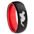 8mm Otter Dome Black And Red Tungsten Men's Wedding Ring