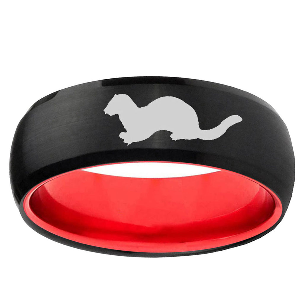 Otter Dome Black And Red Tungsten Men's Wedding Ring