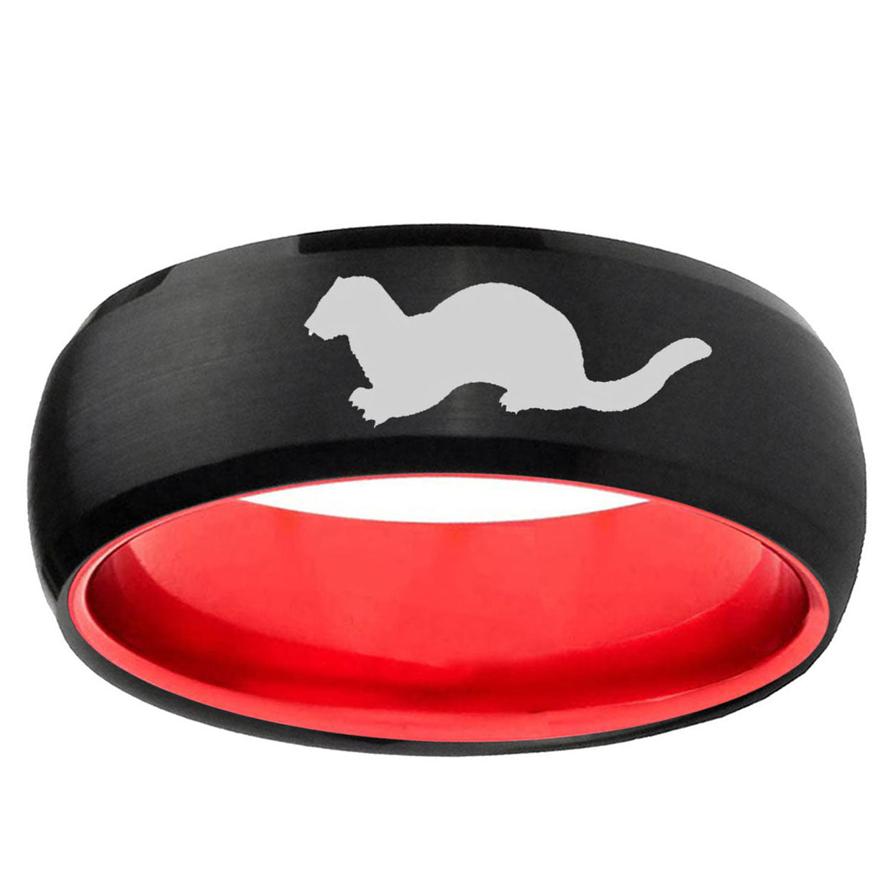 Otter Dome Black And Red Tungsten Men's Wedding Ring