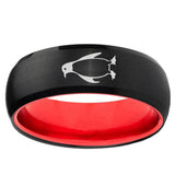Penguin Dome Black And Red Tungsten Carbide Engagement Ring