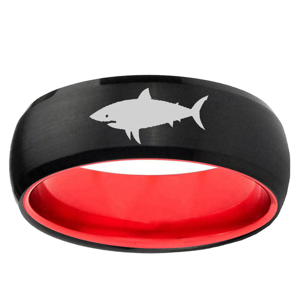 Shark Dome Black And Red Tungsten Carbide Promised Ring