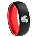 8mm Squirrel Dome Black And Red Tungsten Carbide Ring