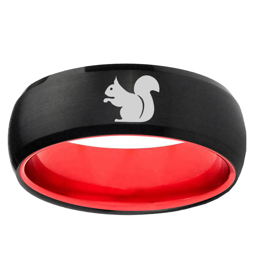 Squirrel Dome Black And Red Tungsten Carbide Ring