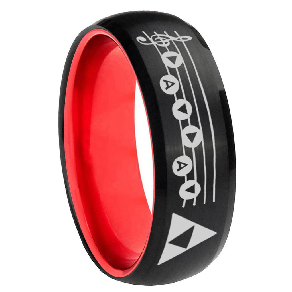 8mm Ocarina Songs Zelda Dome Black Red Comfort Wedding Band