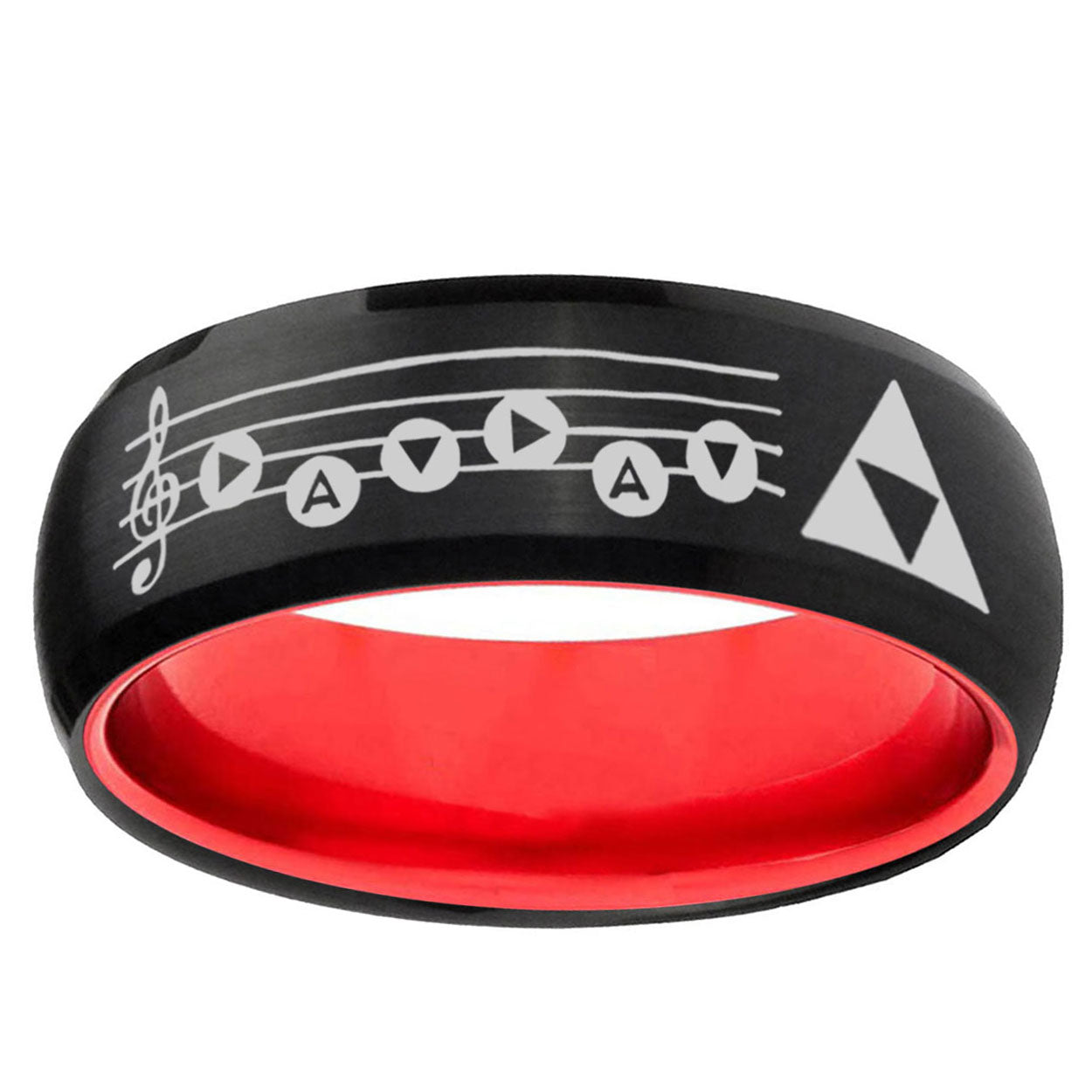 Ocarina Songs Zelda Dome Black Red Comfort Wedding Band