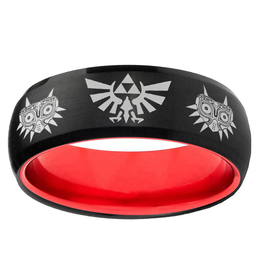 Zelda Majora's Mask Dome Black Red Comfort Wedding Band