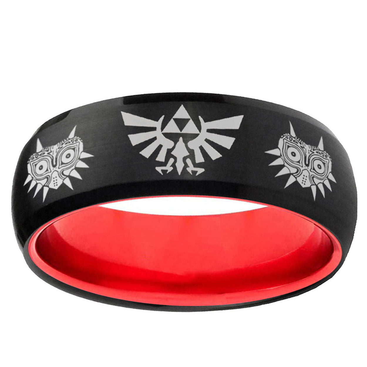 Zelda Majora's Mask Dome Black Red Comfort Wedding Band