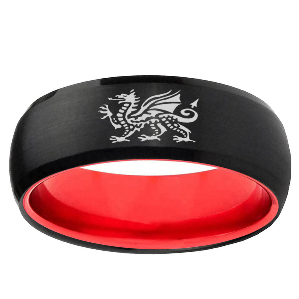 Dragon Dome Black And Red Tungsten Carbide Ring for Men