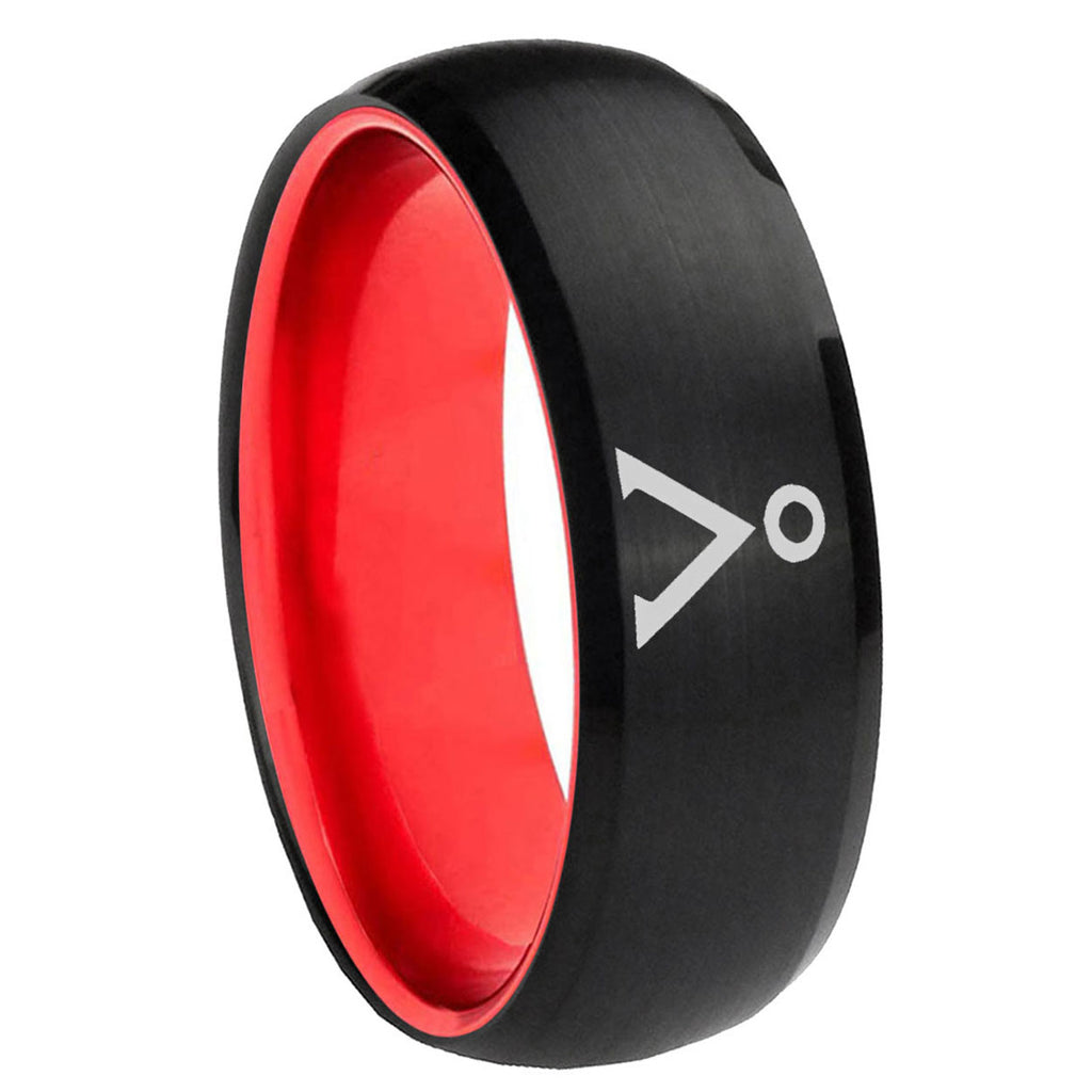 8mm Stargate Dome Black And Red Tungsten Wedding Bands Ring