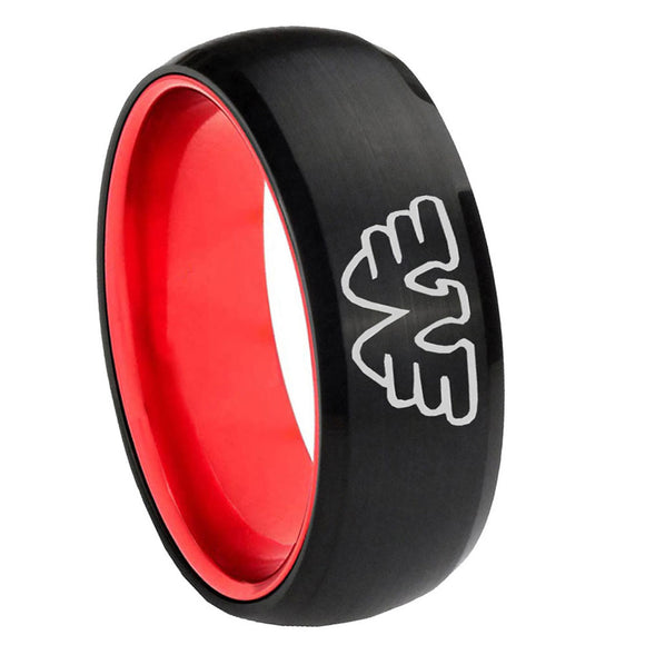 8mm Waylon Jennings Dome Black Red Man Band Rings