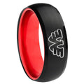 8mm Waylon Jennings Dome Black Red Tungsten Man Ring