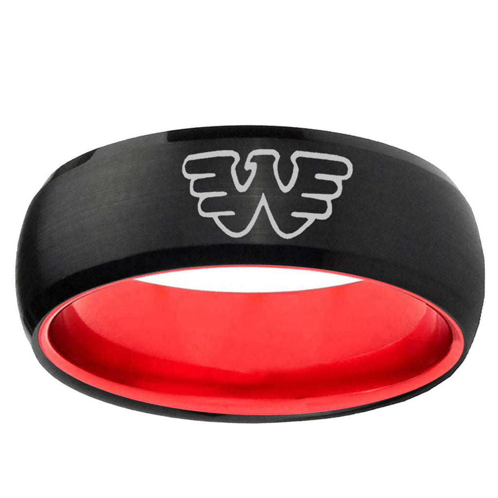 Waylon Jennings Dome Black Red Tungsten Man Ring