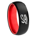 8mm Seeing Eye Dome Black And Red Tungsten Men's Bands Ring