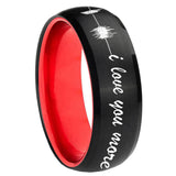 8mm Sound Wave I love you more Dome Black And Red Tungsten Promise Ring