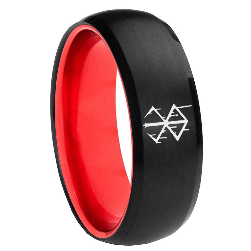 8mm Stigma Sangrando Berserk Inspired Dome Black Red Comfort Wedding Band