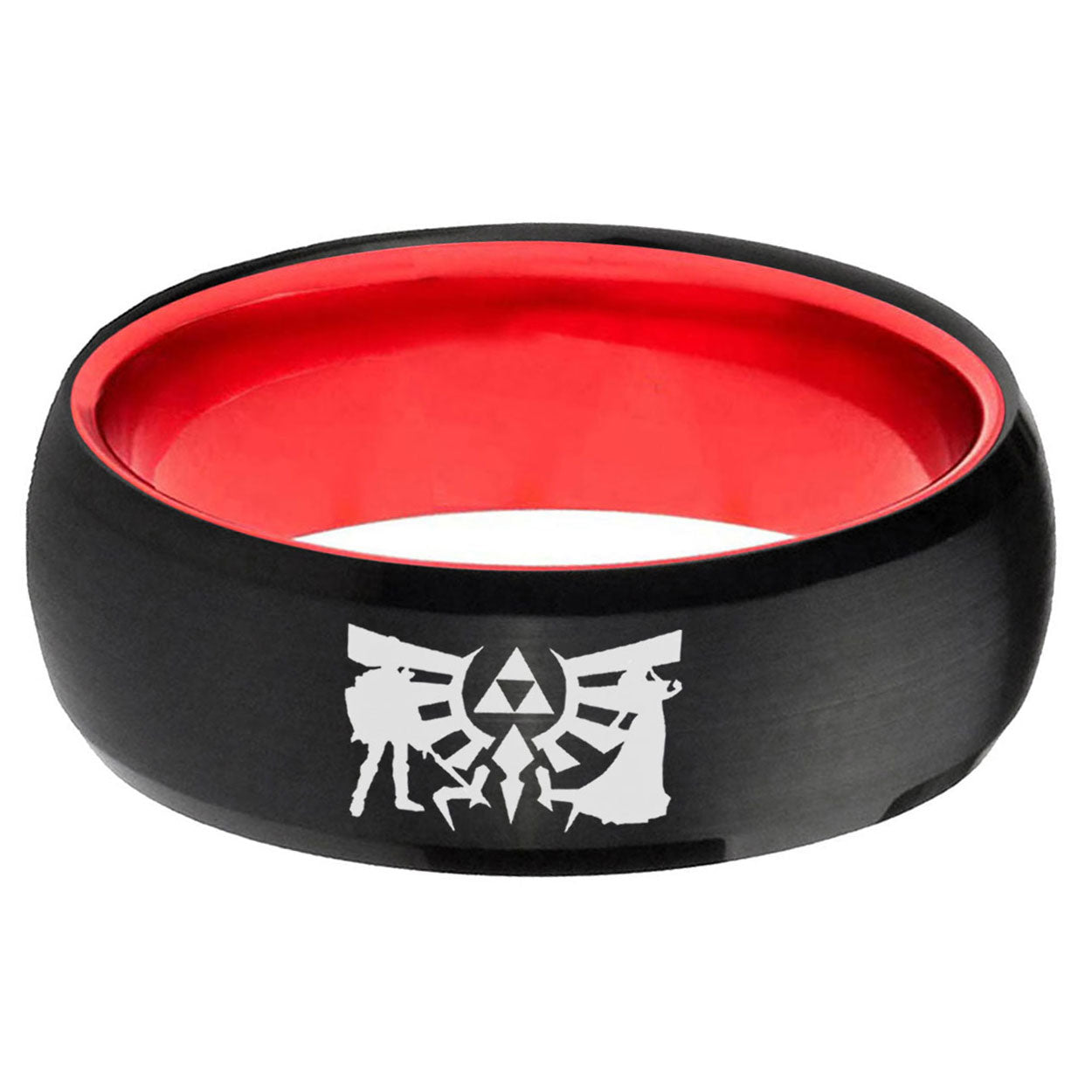 Zelda Link Dome Black Red Comfort Wedding Band