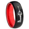 8mm kingdom heart keyblades Dome Black Red Comfort Wedding Band