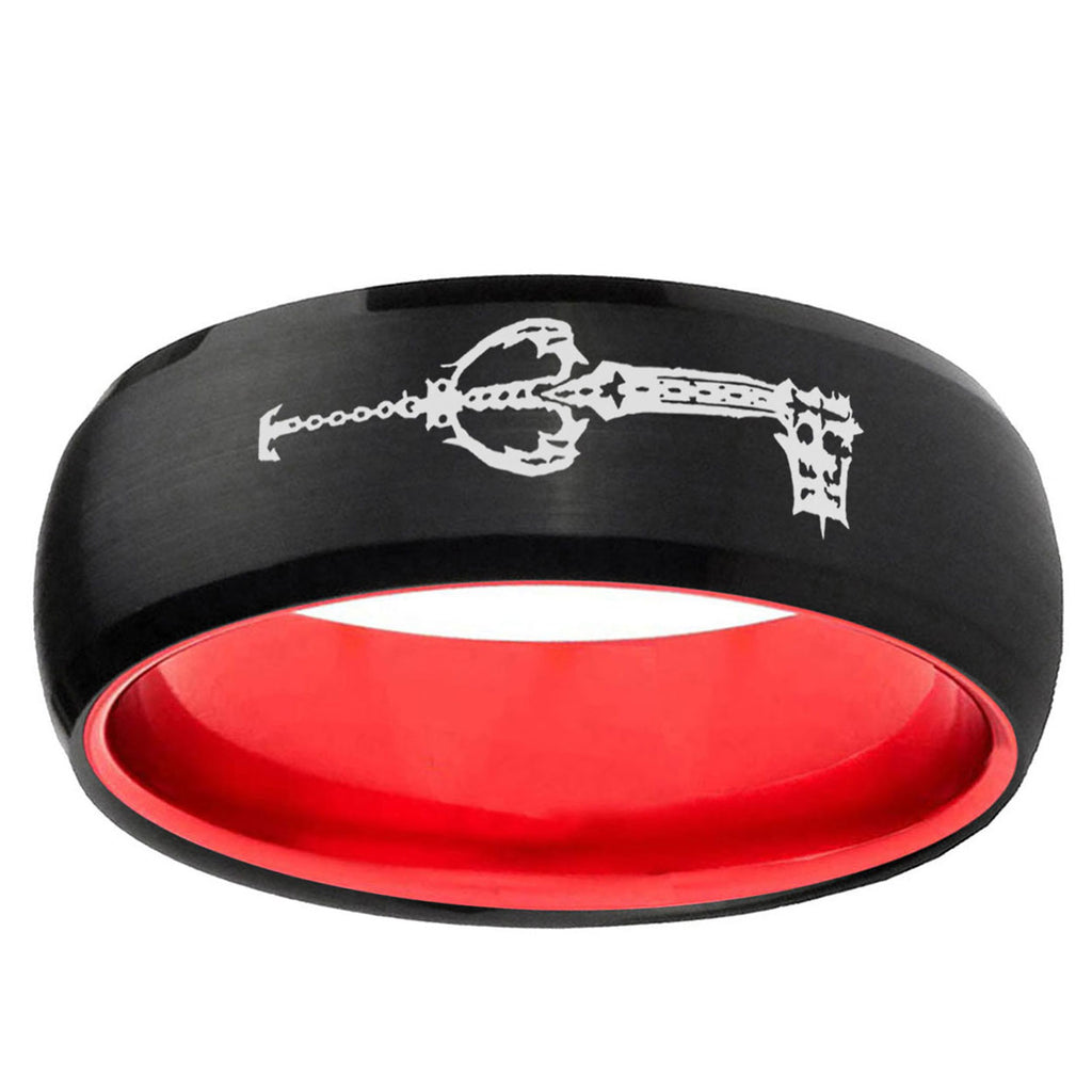 kingdom heart keyblades Dome Black Red Comfort Wedding Band