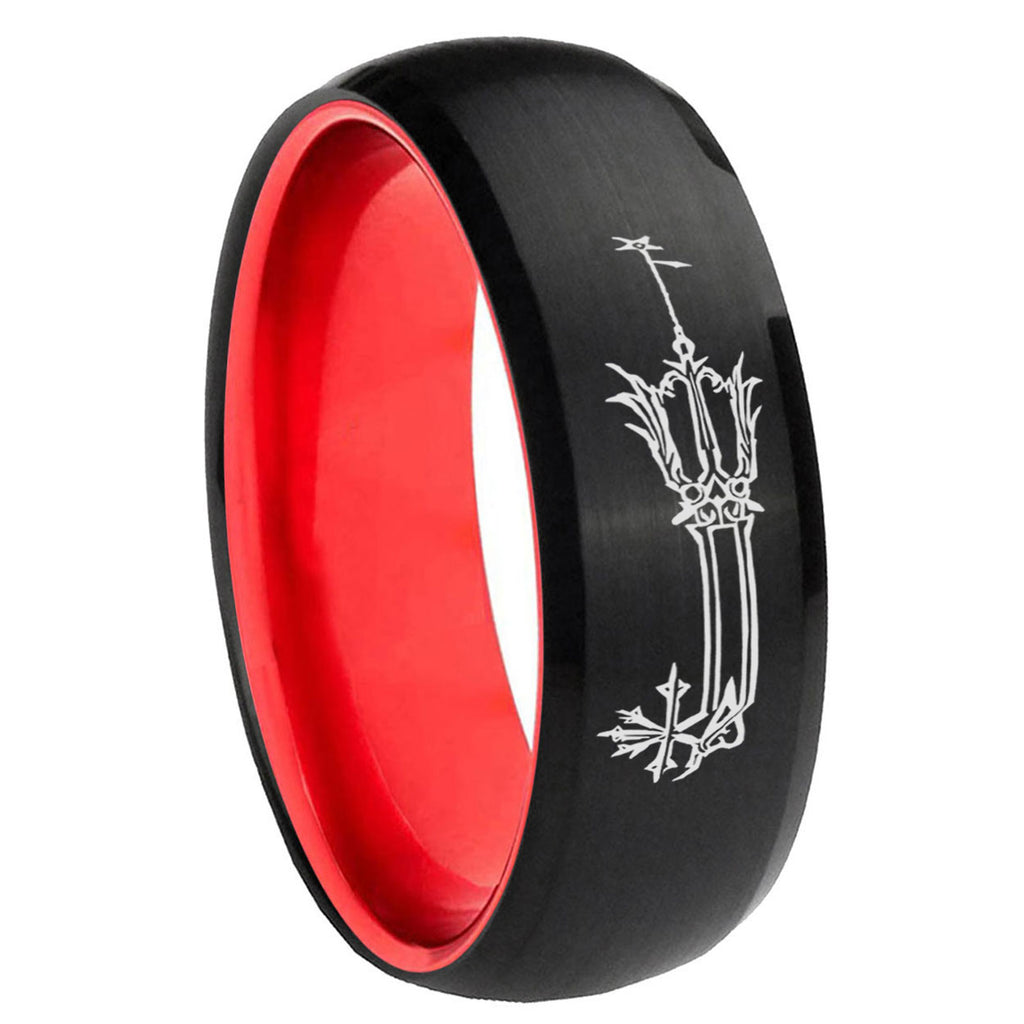 8mm Geekery Oathkeeper Kingdom Hearts Dome Black Red Comfort Wedding Band