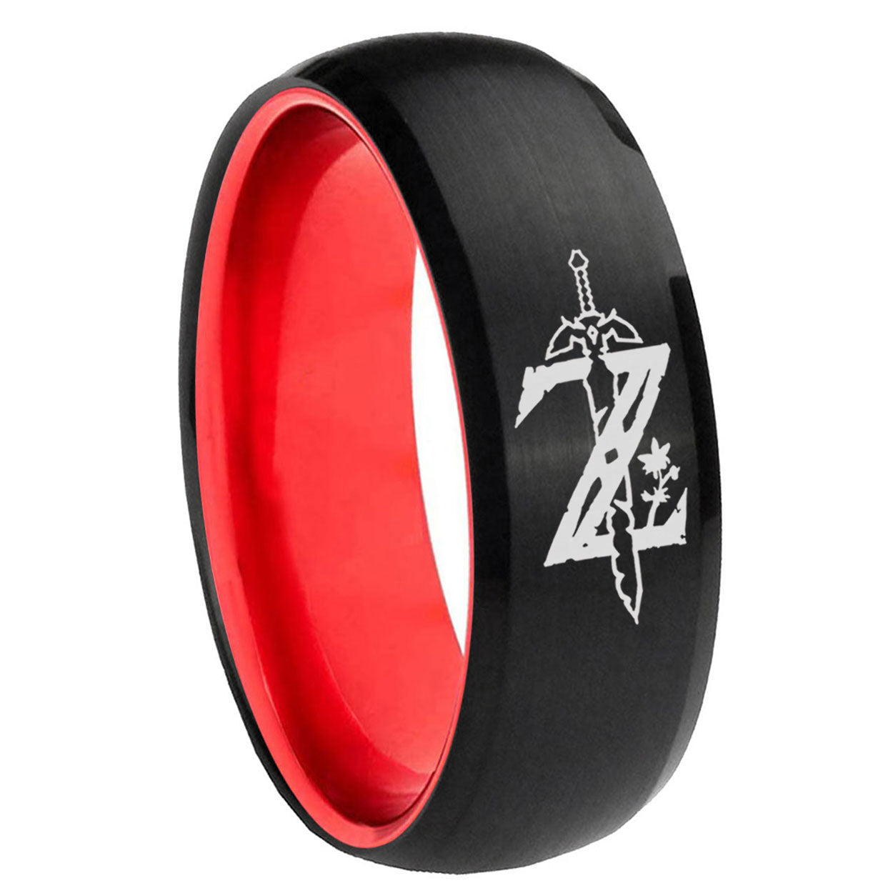 8mm Zelda Breath Of The Wild Dome Black Red Comfort Wedding Band