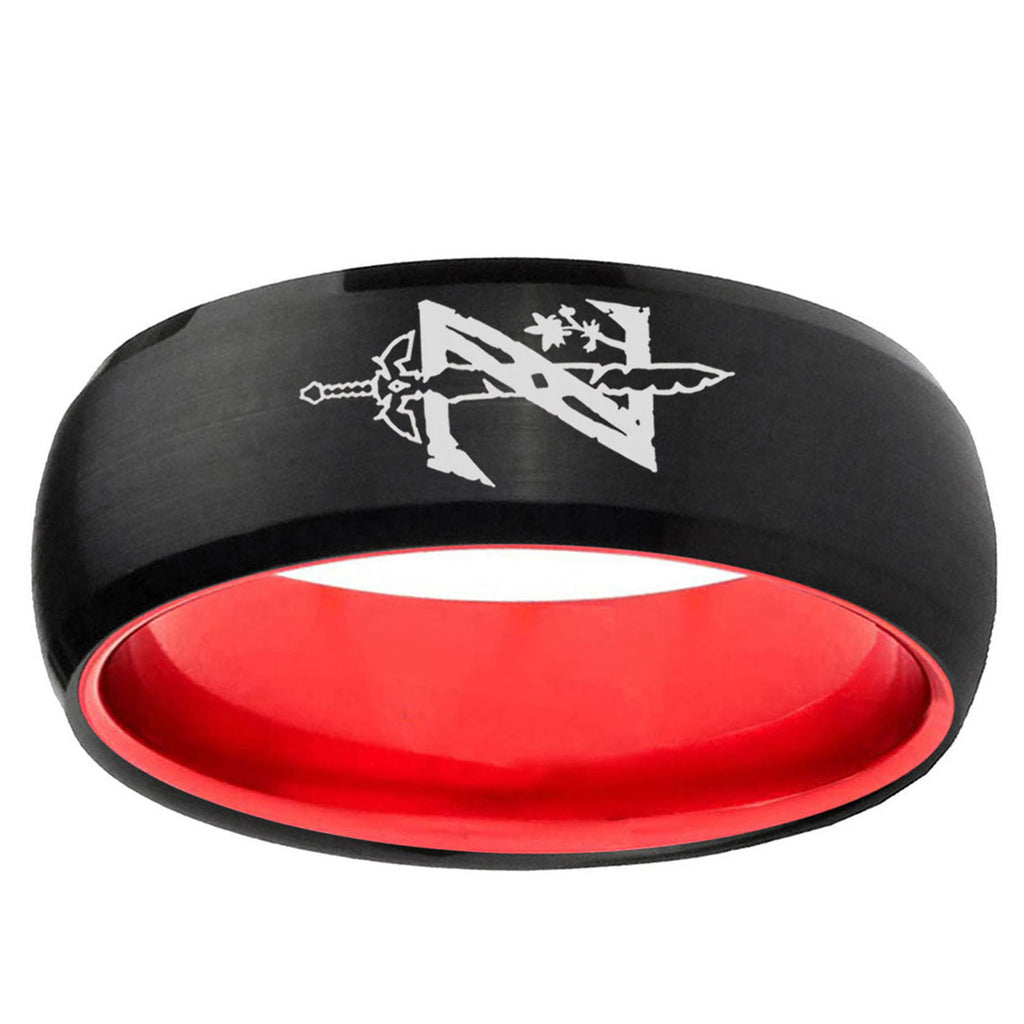 Zelda Breath Of The Wild Dome Black Red Comfort Wedding Band
