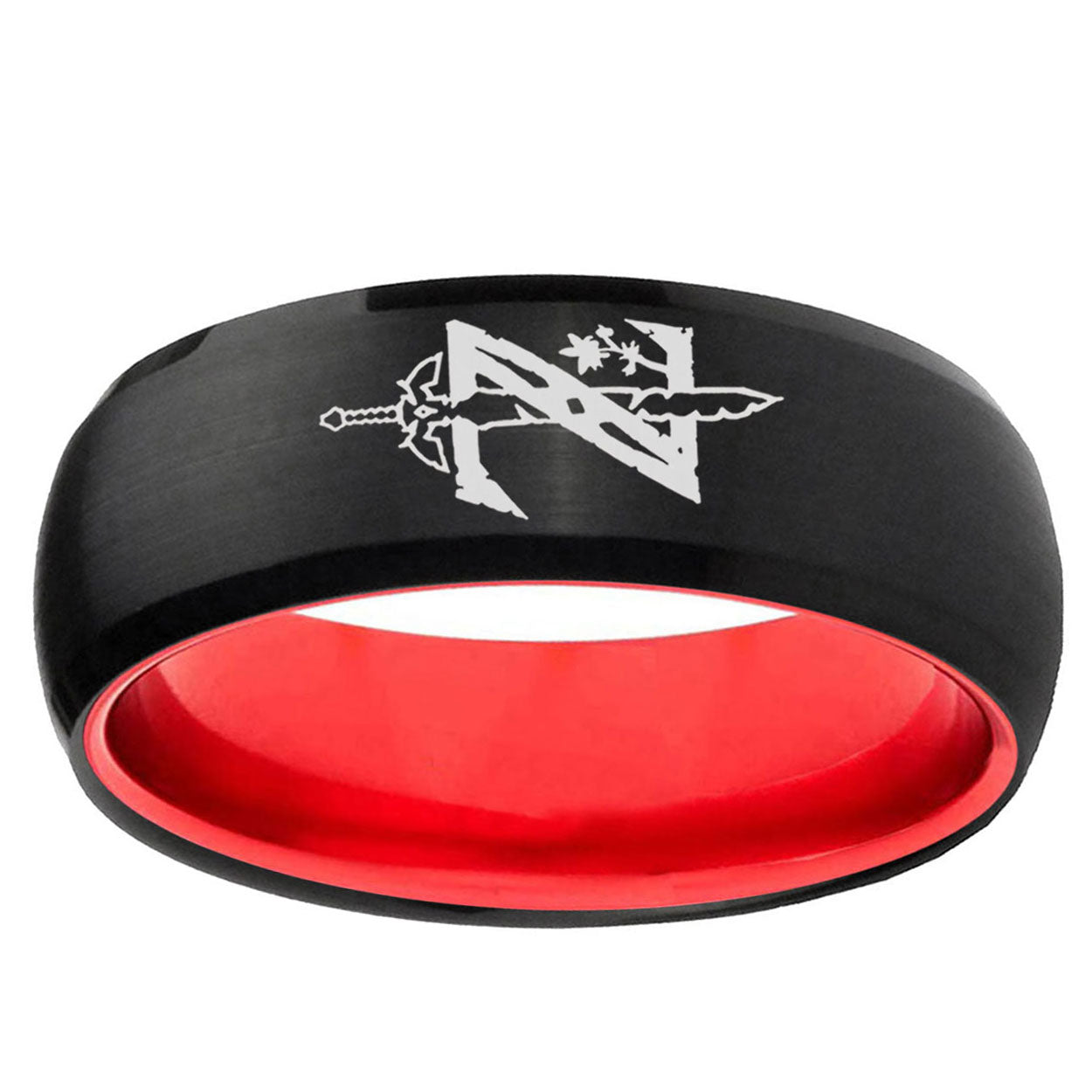 Zelda Breath Of The Wild Dome Black Red Comfort Wedding Band