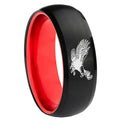 8mm Flying American Eagle Dome Black Red Comfort Wedding Band