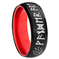 8mm Viking Dome Black Red Comfort Wedding Band