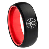 8mm Gray Lantern Dome Black Red Tungsten Wedding Rings For Men