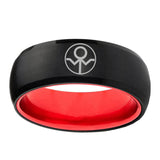 8mm Gray Lantern Dome Black Red Tungsten Wedding Rings For Men