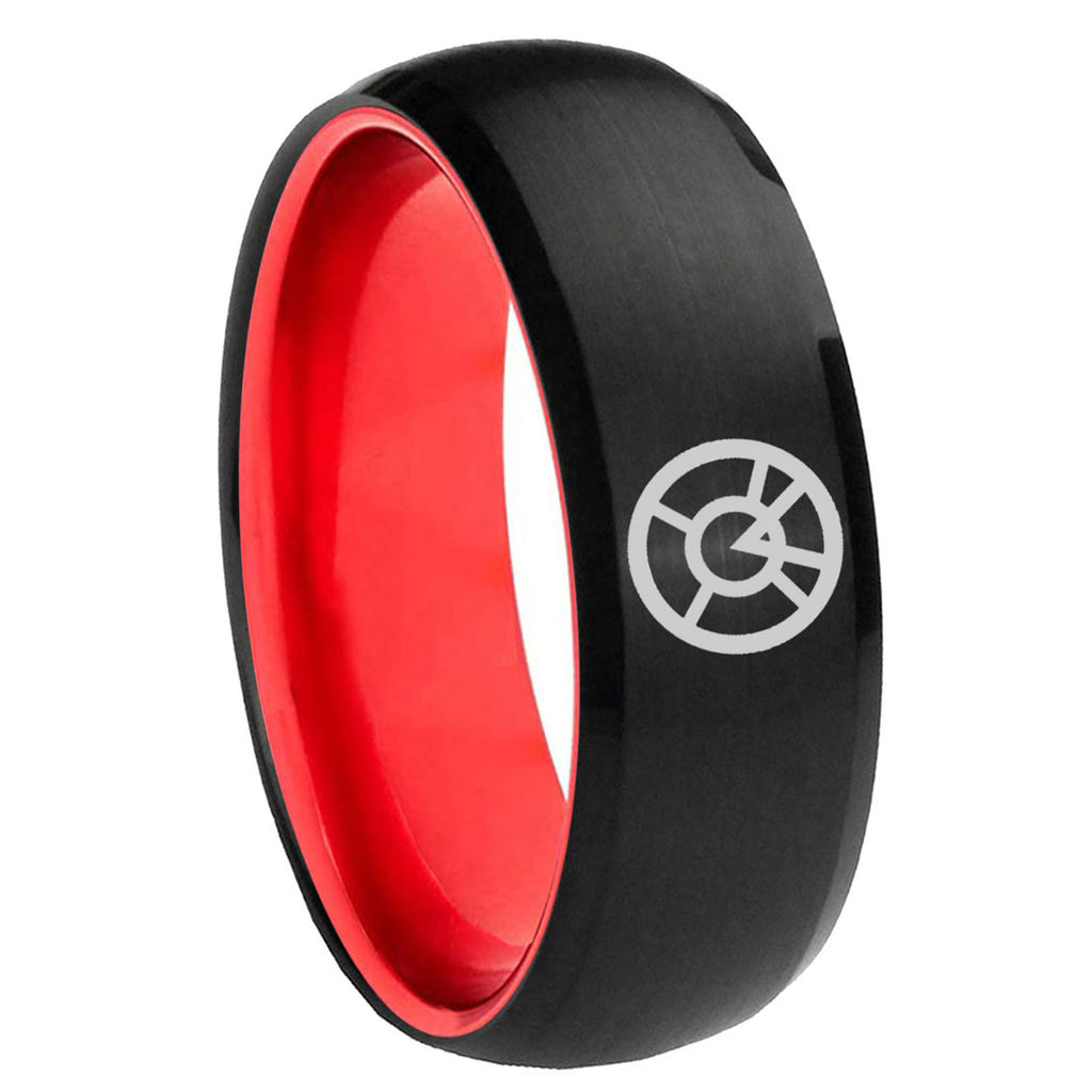8mm Orange lantern Dome Black Red Comfort Wedding Band